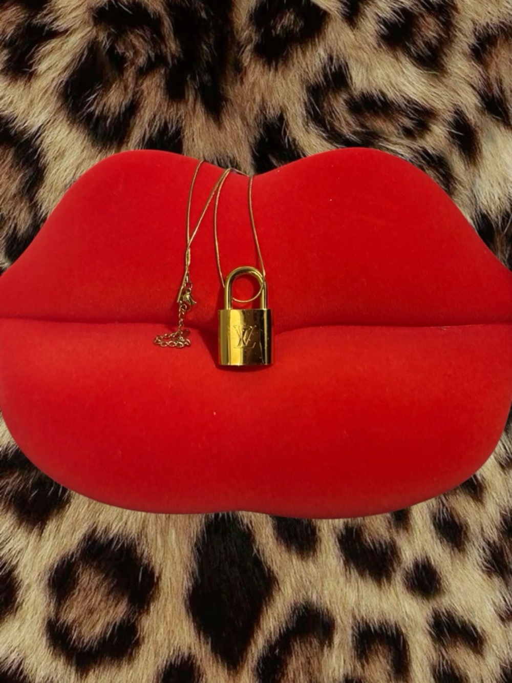 Authentic Gold Louis Vuitton Lock Necklace #664